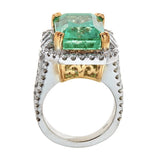 Emerald & Diamond Ring in 14K Two-Tone Gold