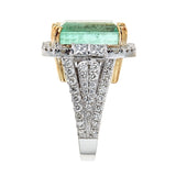 Emerald & Diamond Ring in 14K Two-Tone Gold