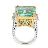 Emerald & Diamond Ring in 14K Two-Tone Gold