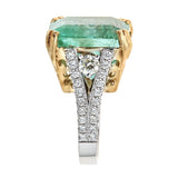 Emerald & Diamond Ring in 14K Two-Tone Gold