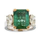 Emerald & Diamond Ring in 18K Two-Tone Gold