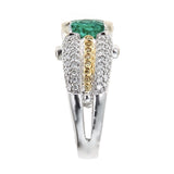 Emerald & Diamond Ring in 14K White Gold