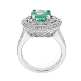 Emerald & Diamond Ring in 18K White Gold