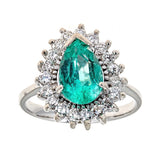 Emerald & Diamond Ring in 14K White Gold