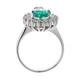 Emerald & Diamond Ring in 14K White Gold