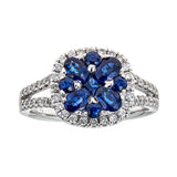 Sapphire & Diamond Ring in 18K White Gold