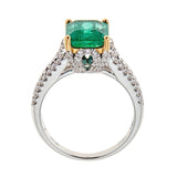 Emerald & Diamond Ring in 18K White Gold