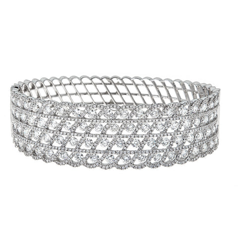 18K White Gold & Diamond Cuff Bracelet