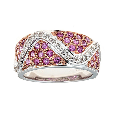 Pink Sapphire & Diamond 18K White Gold Ring