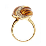 Enameled 18K Yellow Gold & Diamond Ring