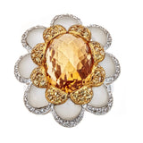 Citrine, Yellow Sapphire & Diamond 18K White Gold Ring