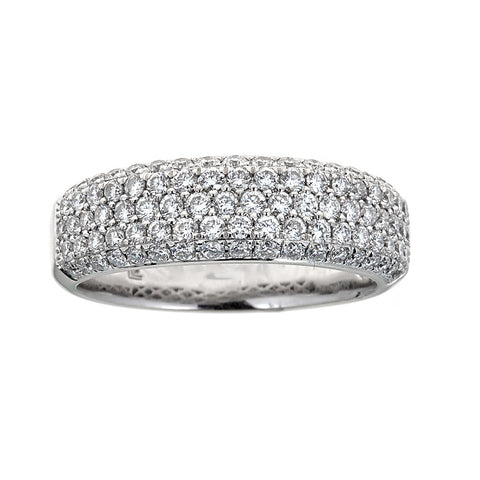 Diamond Studded 14K White Gold Band Ring