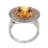 Natalie K. Citrine, Yellow Sapphire & Diamond 14K White Gold Ring