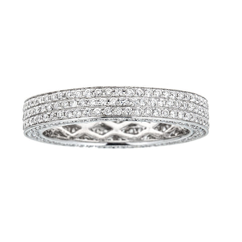 Diamond Studded 18K White Gold Band Ring