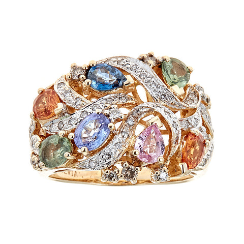 Le Vian Multi-Colored Sapphire & Diamond 14K Yellow Gold Ring