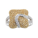 Yellow & White Diamond Ring in 18K White Gold