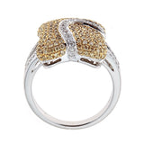 Yellow & White Diamond Ring in 18K White Gold