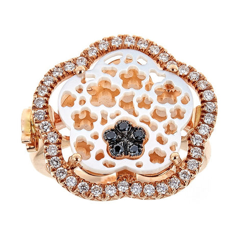 Zoccai Mother of Pearl, Black & White Diamond 18K Rose Gold Ring
