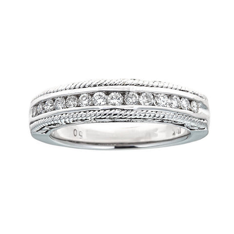 14K White Gold & Diamond Band Ring