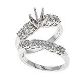 18K White Gold Engagement & Wedding Ring Set