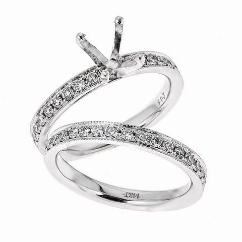 14K White Gold Engagement & Wedding Ring Set