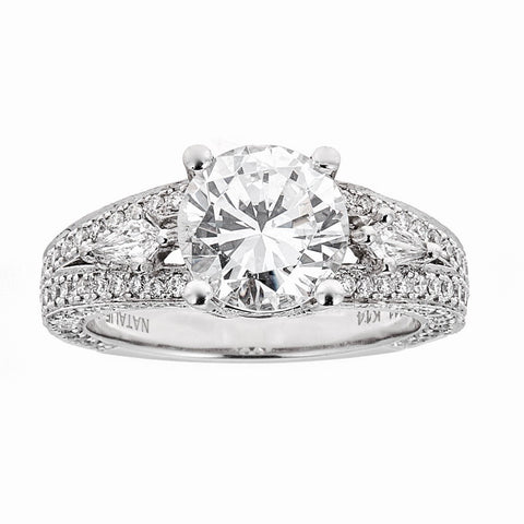 Natalie K 14k White Gold and Diamonds Engagement Ring