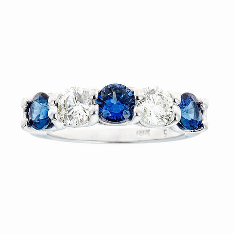 18k White Gold Diamonds and Sapphires Band