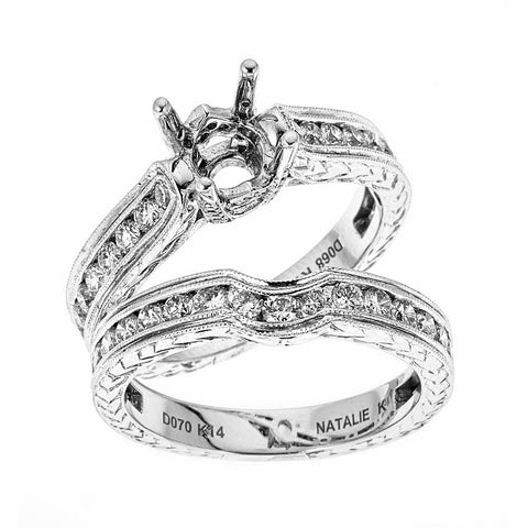 14k White Gold and Diamonds Wedding Set