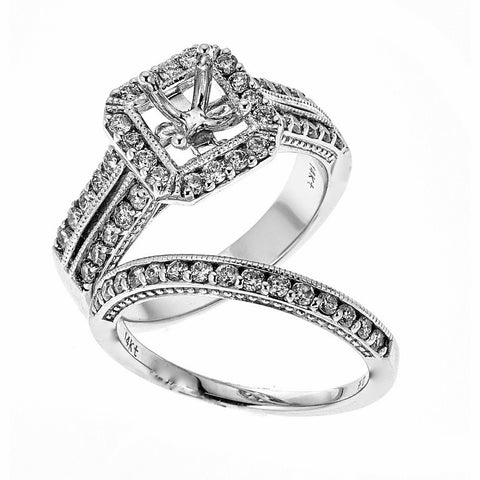 14k White Gold and Diamonds Wedding Set