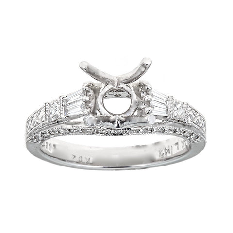 14K White Gold & Diamond Engagement Ring