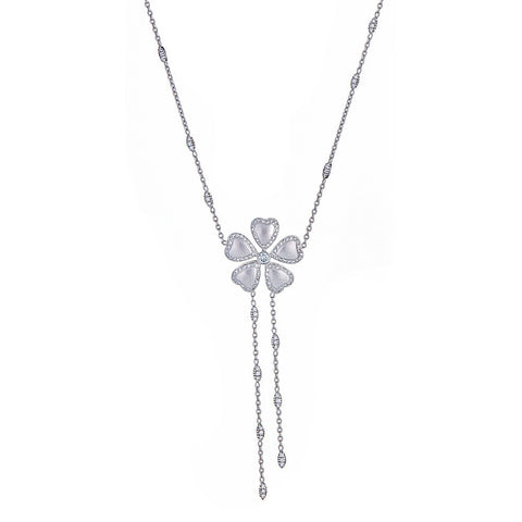 18K White Gold & Diamond Flower Necklace