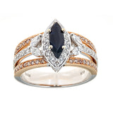 18K Gold Two-Tone Sapphire & Diamond Ring