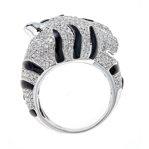 Black & White Diamond 18K White Gold Ring
