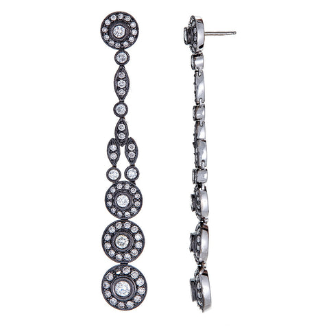 18k White Gold with Black Rhodium Patina and Diamonds Earrings.