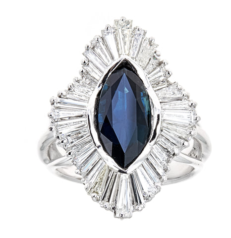 Estate Platinum Diamond & Sapphire Ring / Pendant (Convertible)