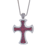 Mouawad 18K White Gold Ruby & Diamond Cross Pendant