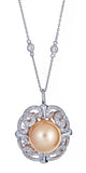 14K White Gold Tahitian Pearl & Diamond Pendant