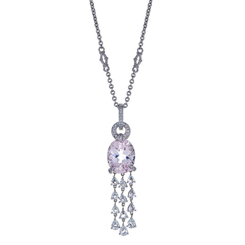 Judith Ripka 18K White Gold Kunzite & Diamond Necklace