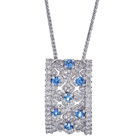 Levian 18K White Gold Sapphire & Diamond Necklace