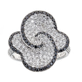 Simon G. Black & White Diamond 18K White Gold Flower Ring