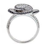 Simon G. Black & White Diamond 18K White Gold Flower Ring
