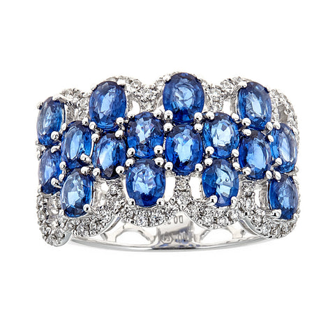 Sapphire & Diamond Ring in 18K White Gold