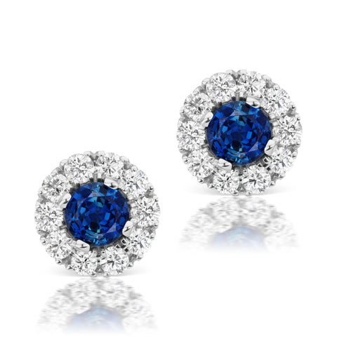 Sapphire & Diamond Earrings in 14K White Gold