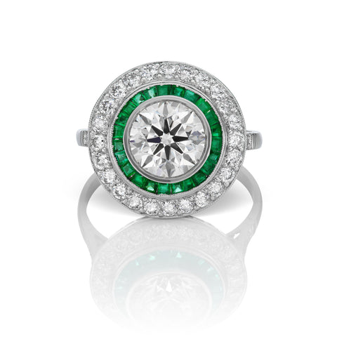 Diamond & Emerald Ring in Platinum