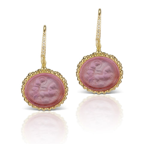 Pink Earrings in 18K Yellow Gold