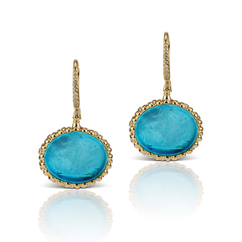 Paraiba Blue Earrings in 18K Yellow Gold