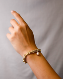 Designer Link Bracelet with a Diamond & Pearl Charm