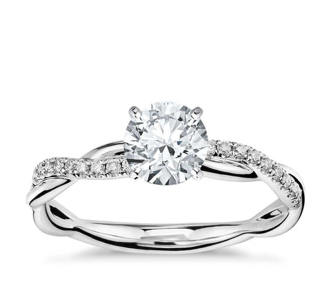 Petite Twist Diamond Engagement Ring in 14k White Gold
