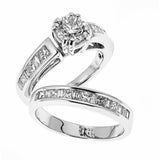 14K White Gold Engagement & Wedding Ring Set